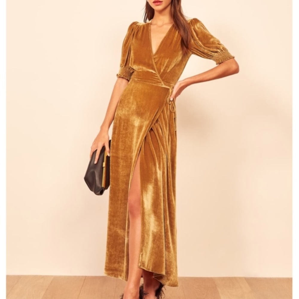 Reformation Peonie Maxi Dress - Gold  XS NWT